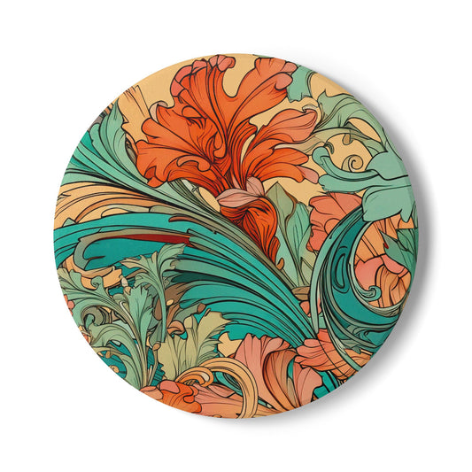 Coral Flourish Ceramic Coaster Botanical Drink Coaster
