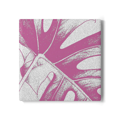 Monstera Leaf Lilac Wine Ceramic Coaster Botanical Drink Coaster