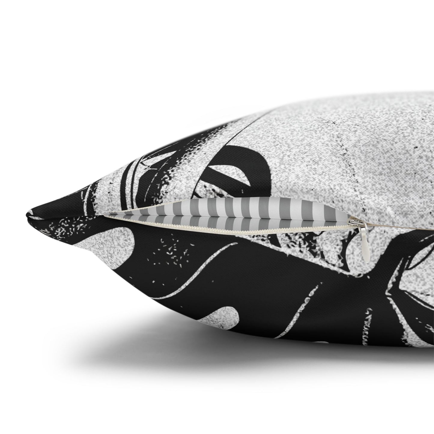 Monstera Leaf Black Canvas Pillow Cover 20x20
