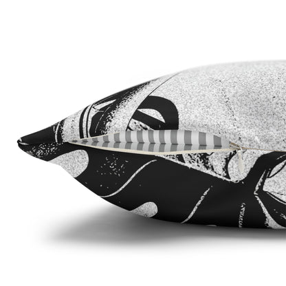 Monstera Leaf Black Canvas Pillow Cover 20x20