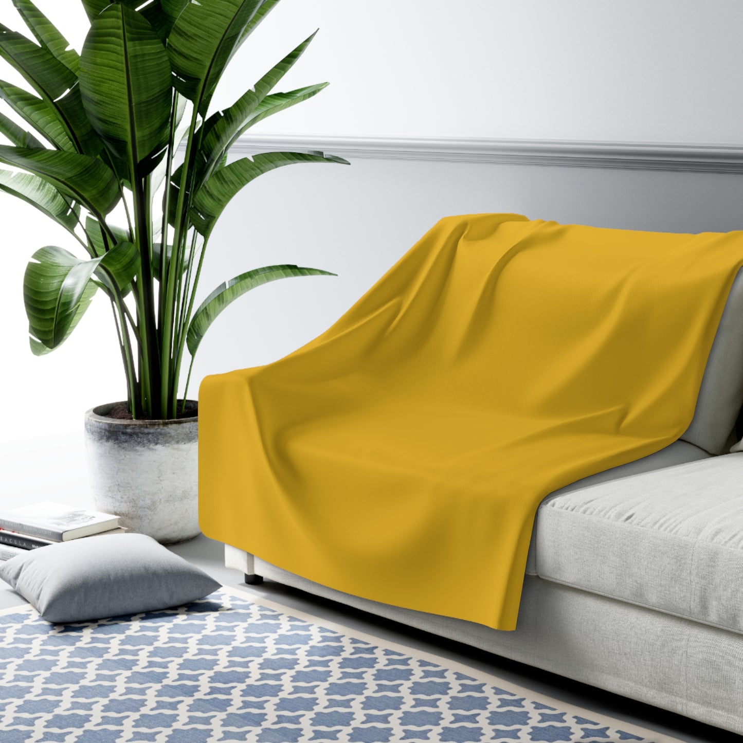 Honey Yellow Sherpa Fleece Blanket Cozy Plush Throw 3 Sizes Soft Warm Blanket