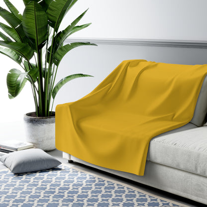 Honey Yellow Sherpa Fleece Blanket Cozy Plush Throw 3 Sizes Soft Warm Blanket