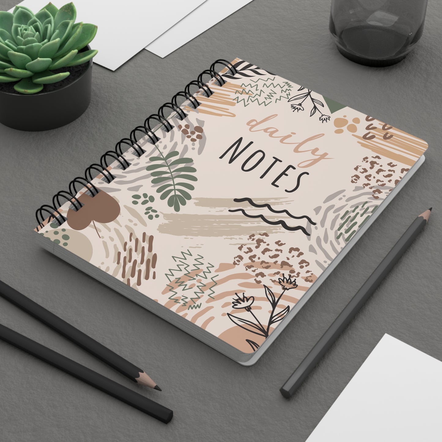 Neutral Flow Spiral Journal Minimal Botanical Notebook