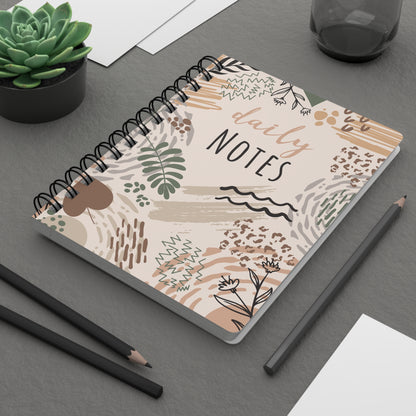 Neutral Flow Spiral Journal Minimal Botanical Notebook