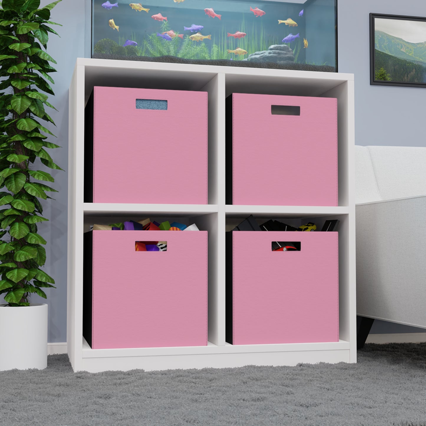 Light Pink Felt Storage Box Foldable Organizer Bin Home Storage Basket