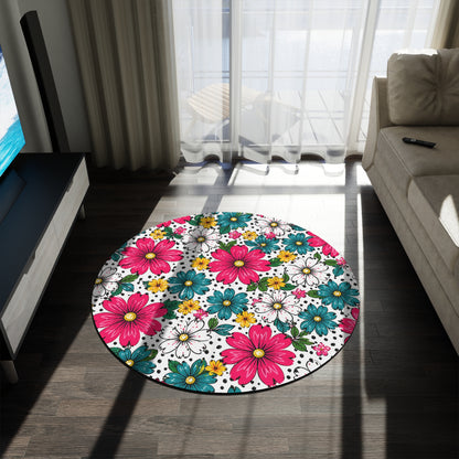 Pop Bloom Floral Round 60 Inch Rug