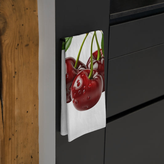 Cherry Kitchen Tea Towel Red Fruit Kitchen Decor Modern Aesthetic Cotton Dish Towel
