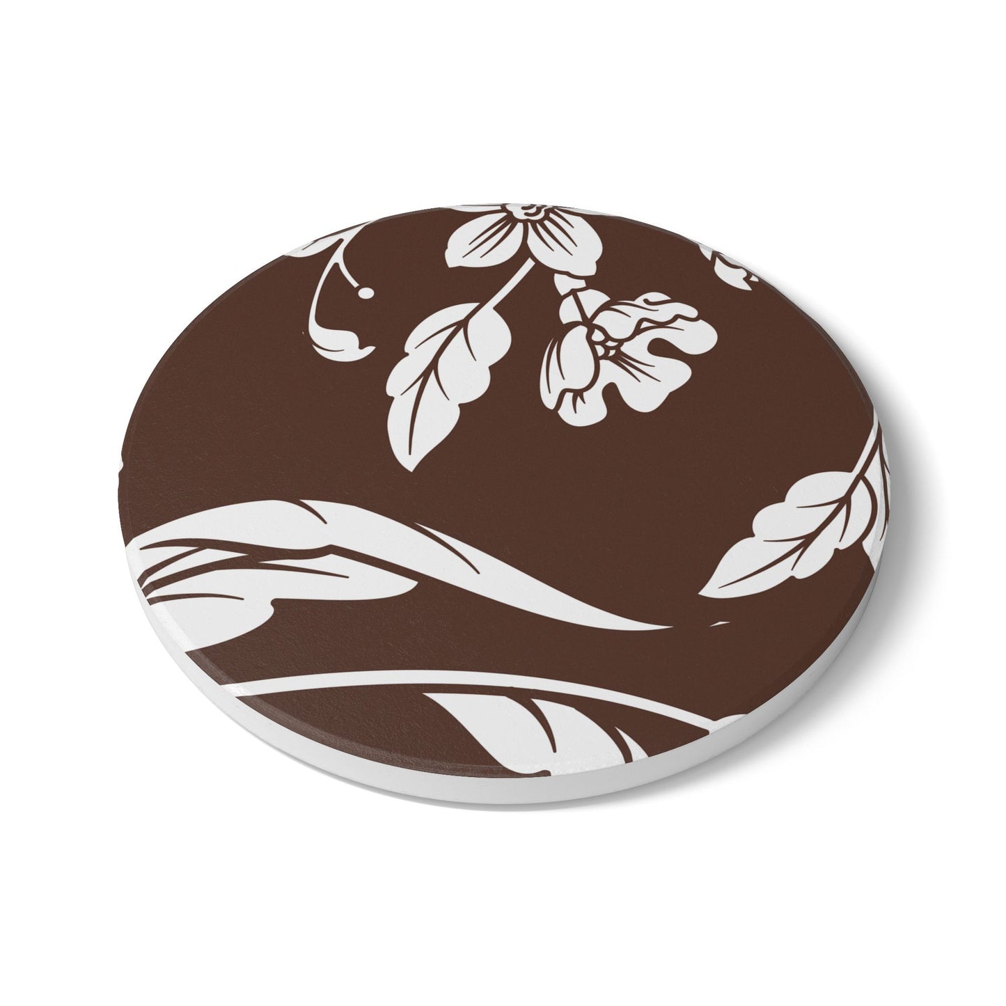 Chocolate Brown Floral Ceramic Coaster Coordinated Collection