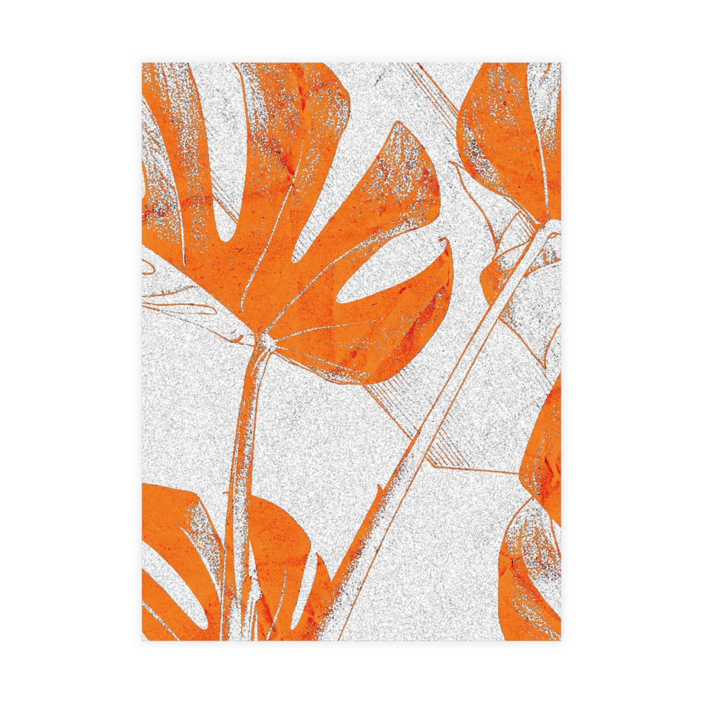 Monstera Leaf Tangerine Postcards