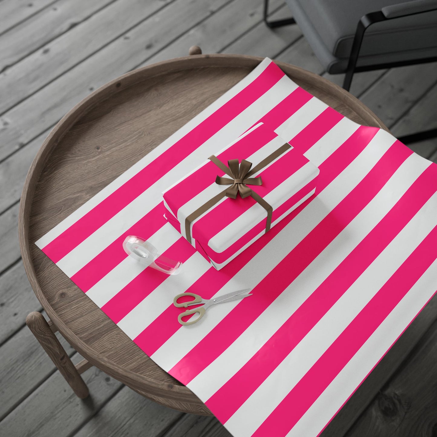 Pink Stripe Wrapping Paper, Matte or Glossy (3 Sizes)