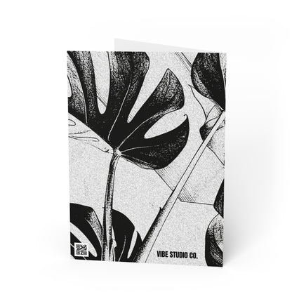 Monstera Leaf Black White Note Card