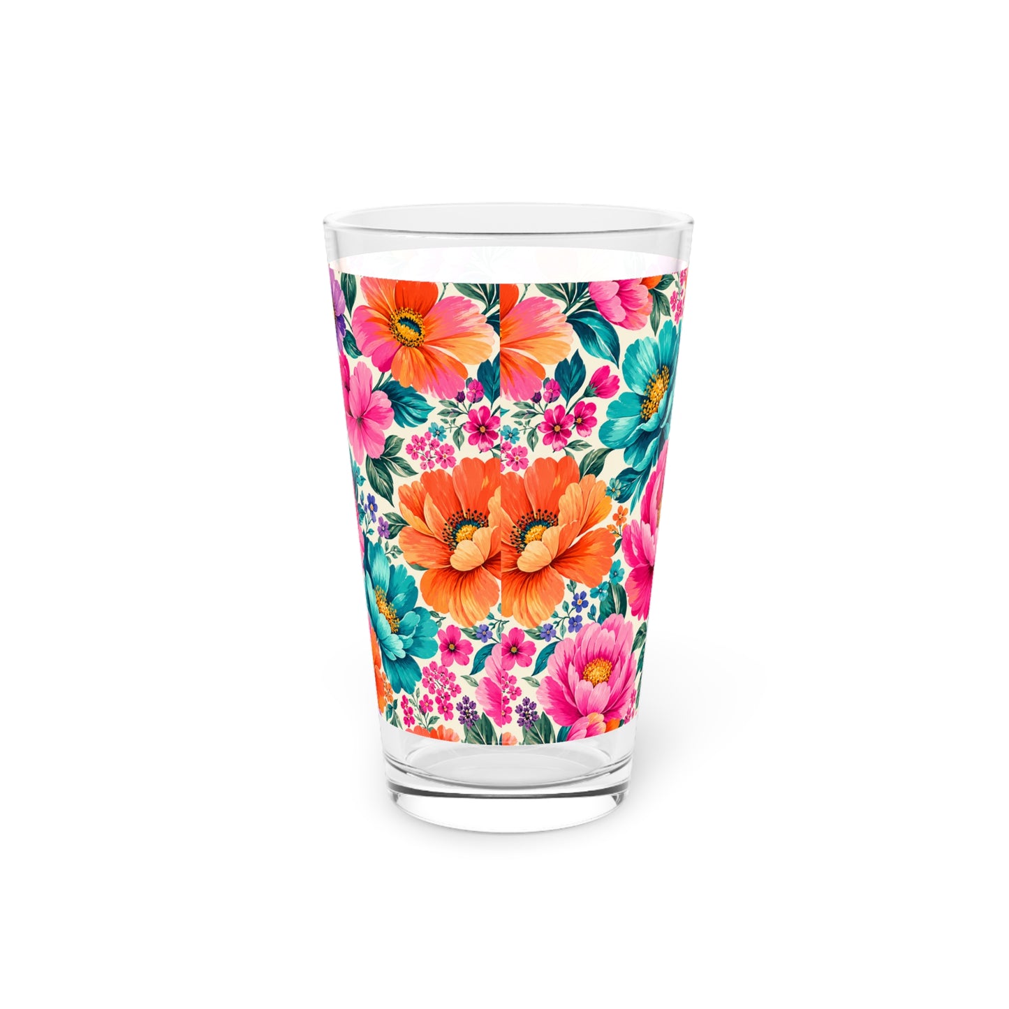 Dreamy Floral Pint Glass 16oz Floral Glassware