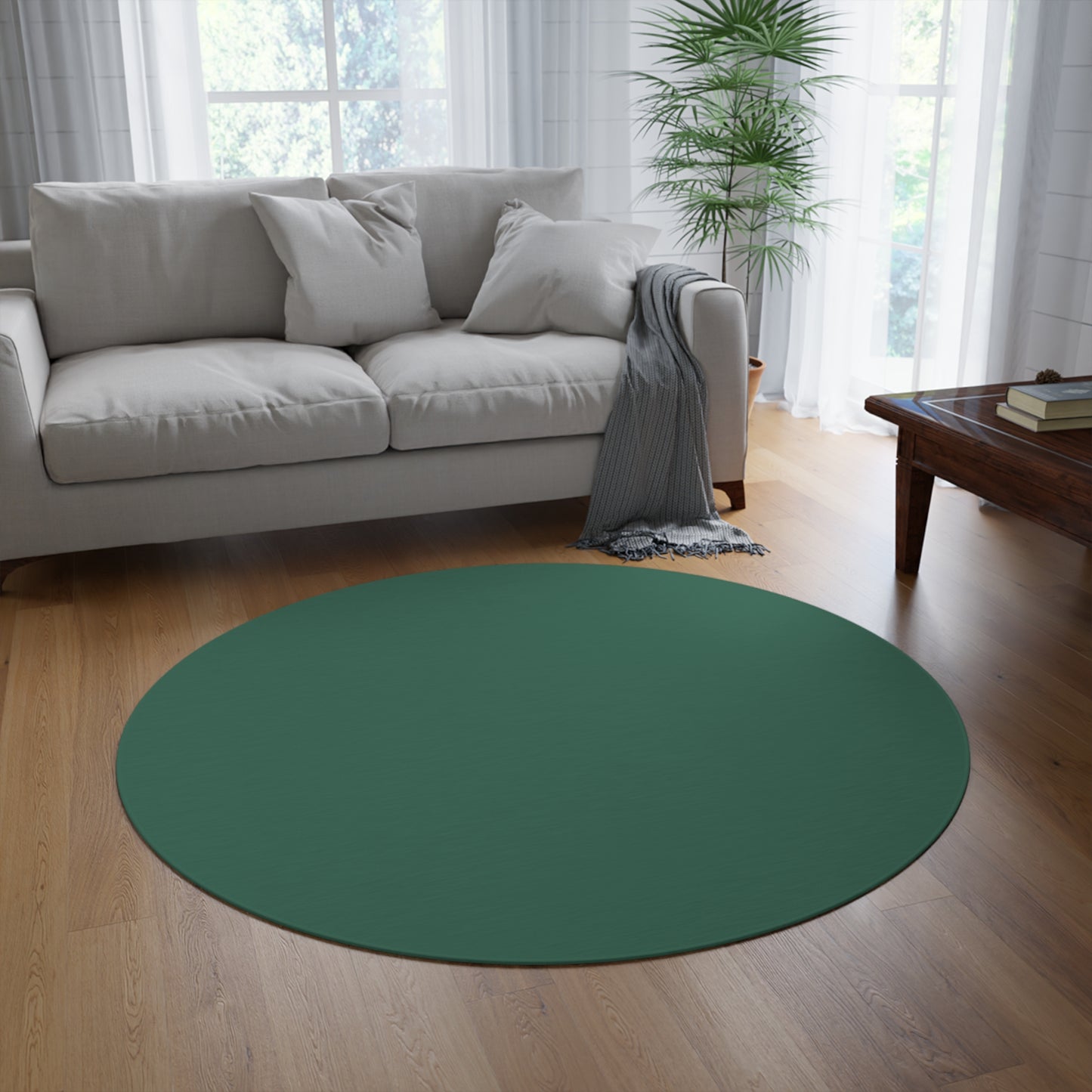 Leaf Green Coordinated Round Rug 60 Inch Floor Rug Minimal Home Decor Living Room Rug