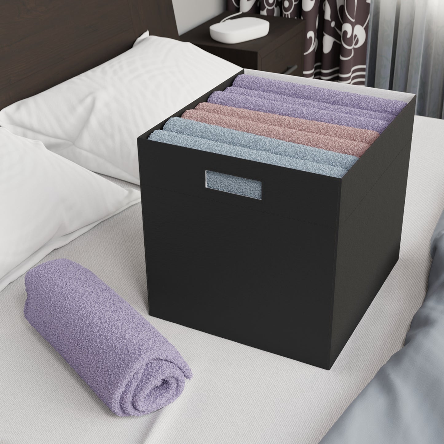 Black Felt Storage Box Foldable Organizer Bin Home Storage Basket