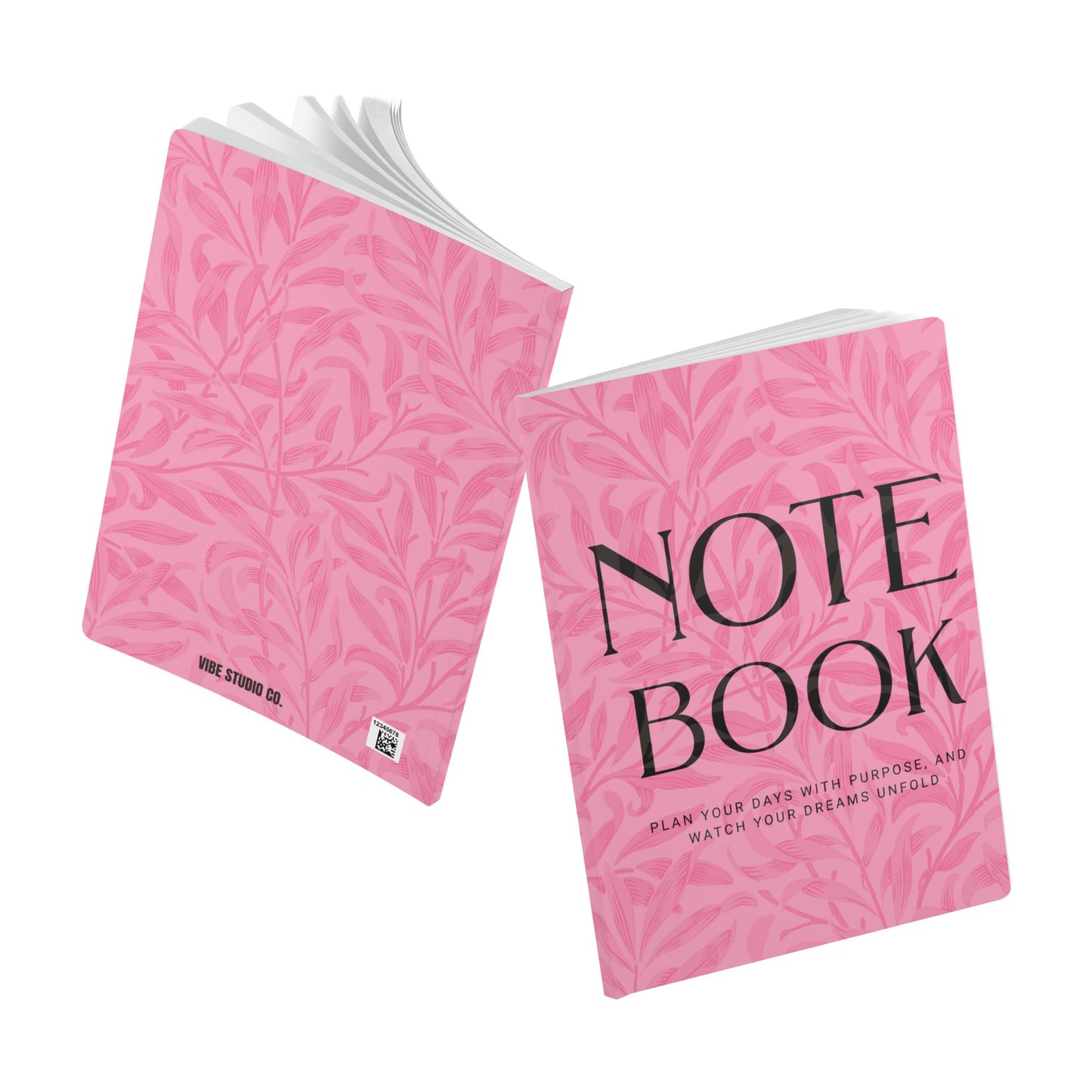Light Pink Leaves A5 Lined Journal Minimal Botanical Notebook | Coordinated Collection