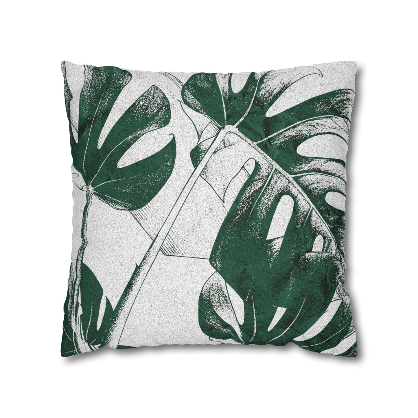 Monstera Leaf Green Canvas Pillow Cover 20x20
