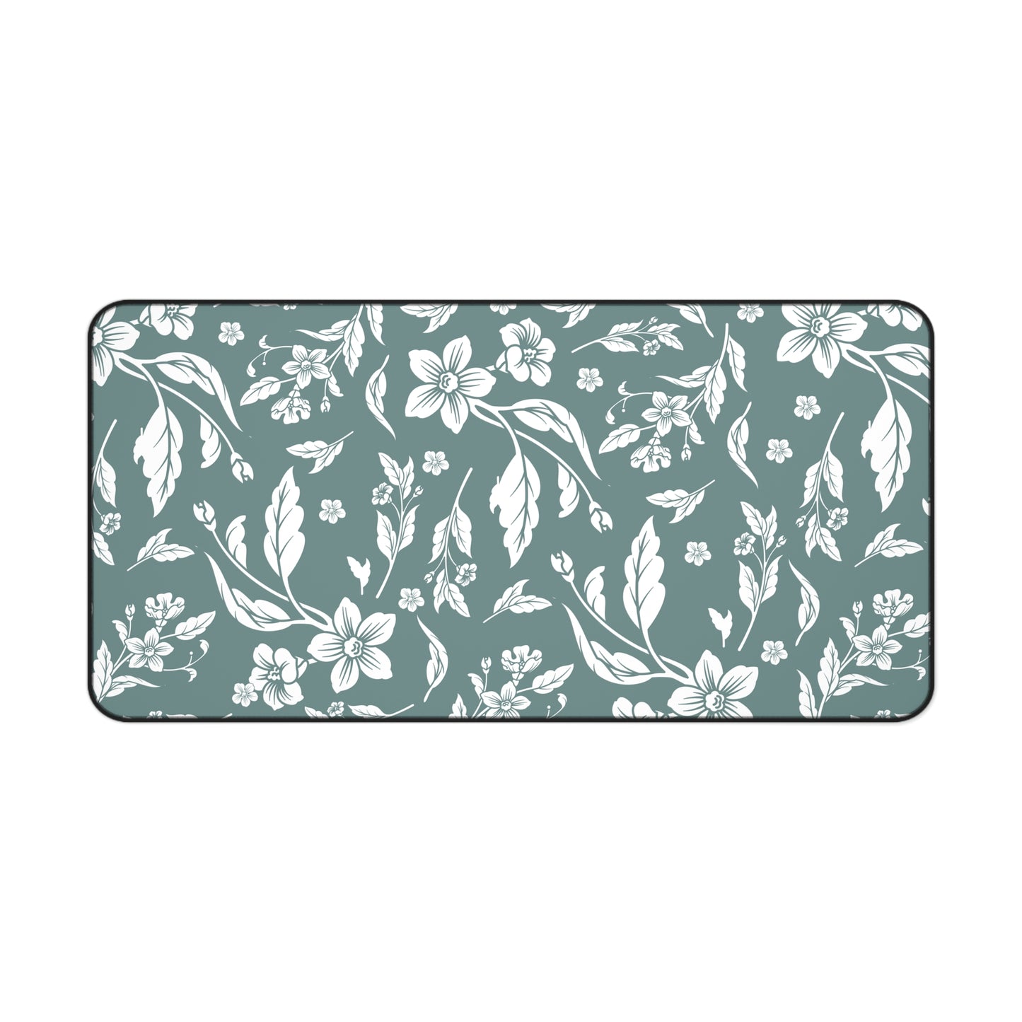 Dusty Blue Floral Desk Pad (12x18, 12x22 or 16x32)