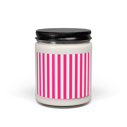 Pink Stripe 9oz Soy Candle Pink Striped Decor Candle
