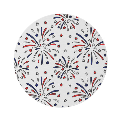 Fireworks Round Rug 60 Inch Patriotic Area Rug