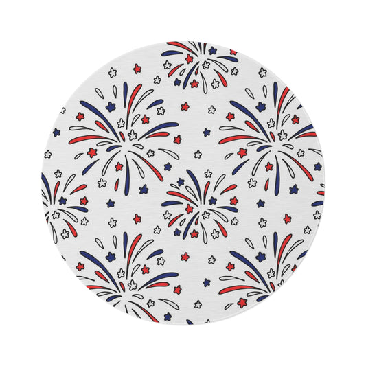 Fireworks Round Rug 60 Inch Patriotic Area Rug