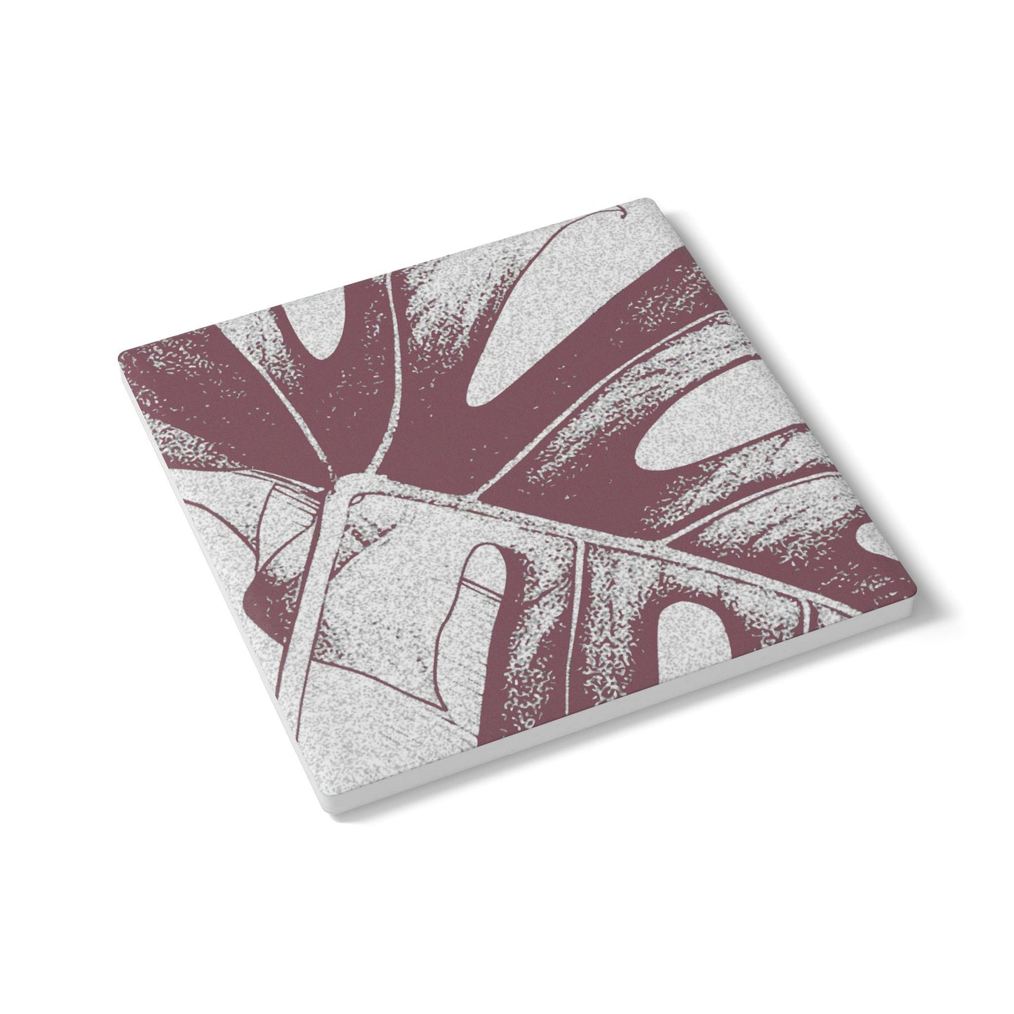Monstera Leaf Mauve Ceramic Coaster Botanical Drink Coaster