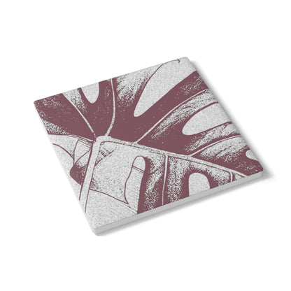 Monstera Leaf Mauve Ceramic Coaster Botanical Drink Coaster