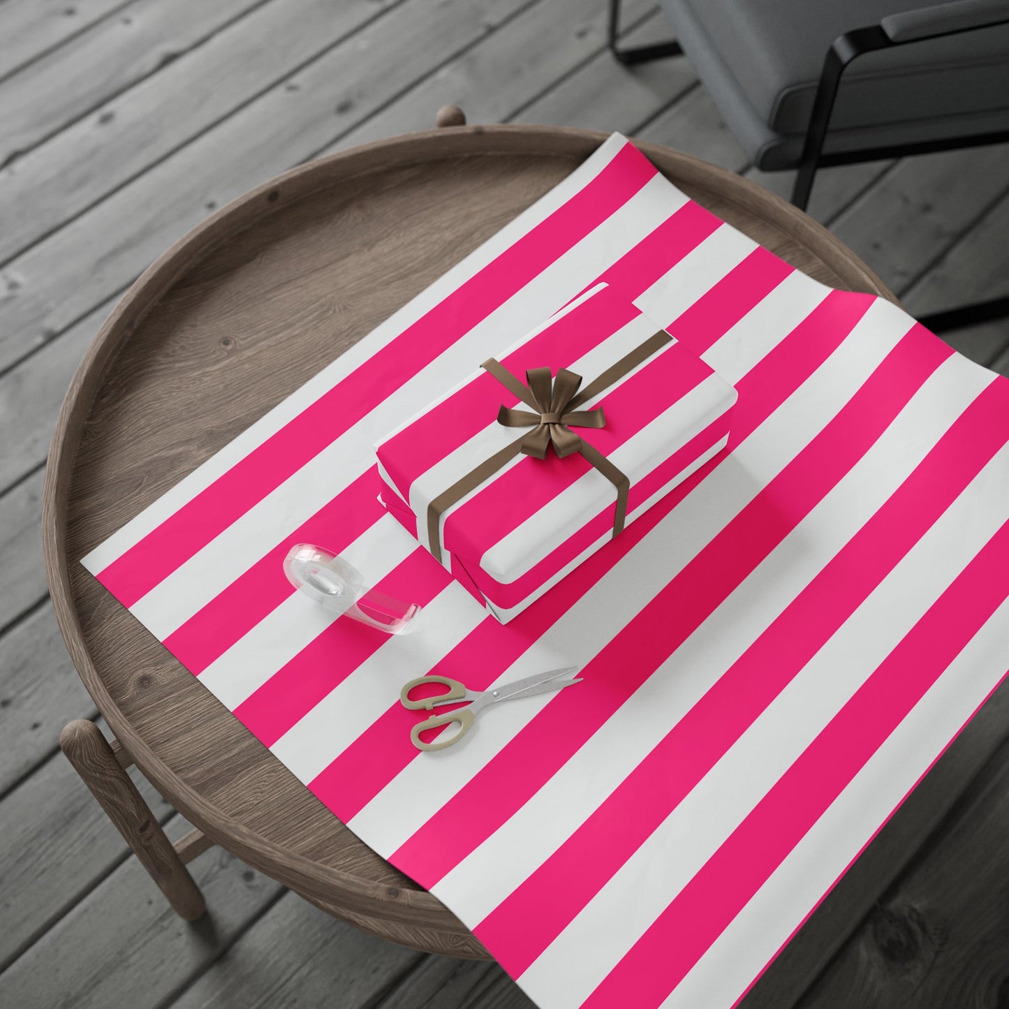 Pink Stripe Wrapping Paper, Matte or Glossy (3 Sizes)