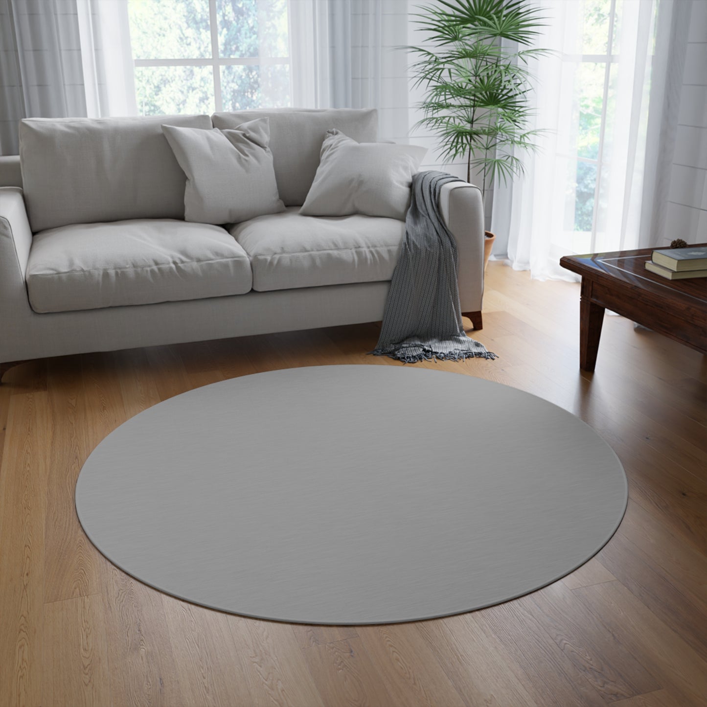 Grayscale Coordinated Round Rug 60 Inch Floor Rug Minimal Home Decor Living Room Rug