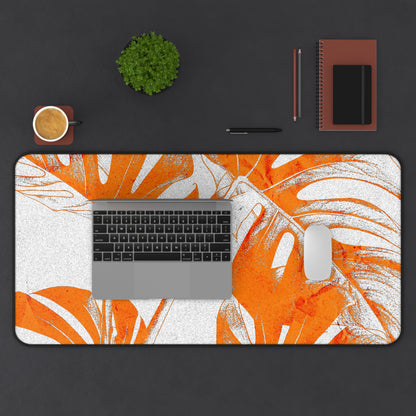 Monstera Leaf Tangerine Desk Pad