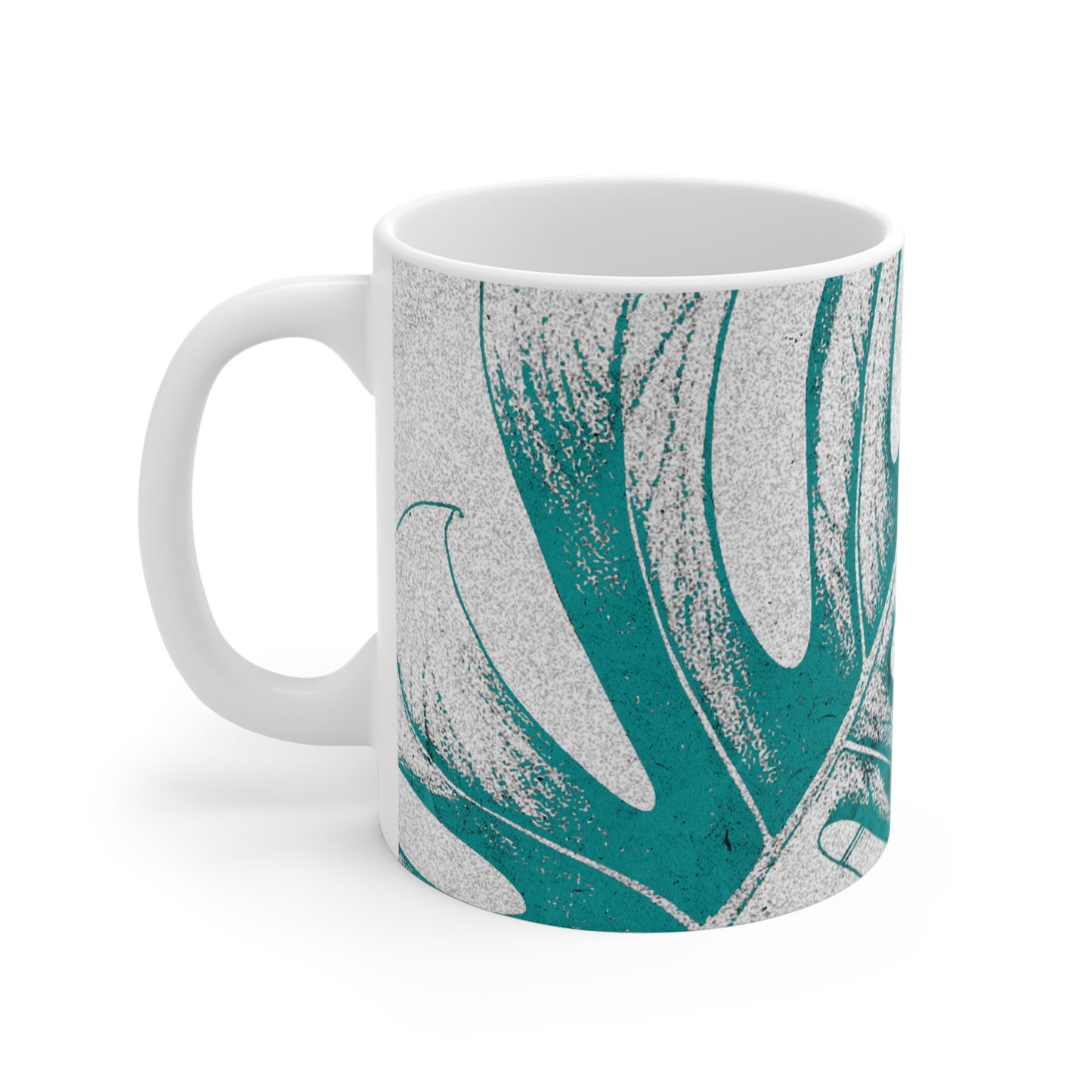 Monstera Leaf Deep Aqua Mug