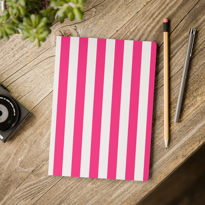 Pink Stripe Softcover Journal Pink and White Striped A5 Lined Journal