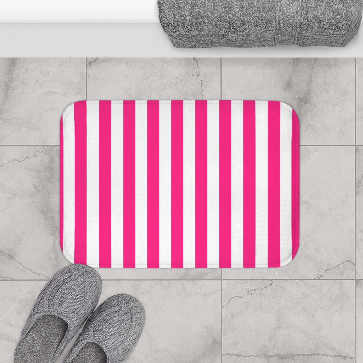 Pink Stripe Bath Mat Pink Bathroom Mat
