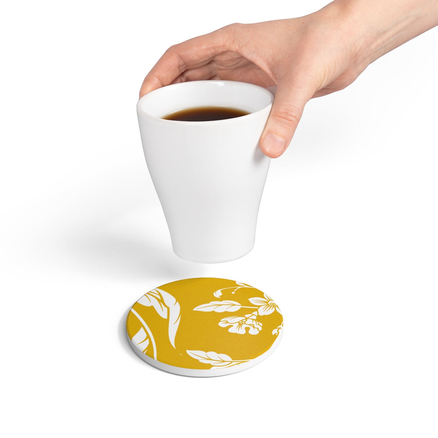 Honey Yellow Floral Ceramic Coaster Coordinated Collection