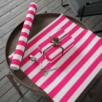 Pink Stripe Wrapping Paper, Matte or Glossy (3 Sizes)