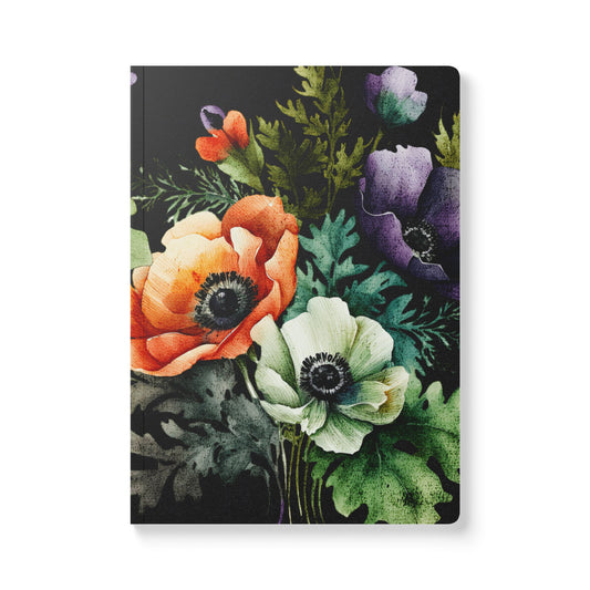 Decorated Floral A5 Lined Journal  Vintage Botanical Notebook