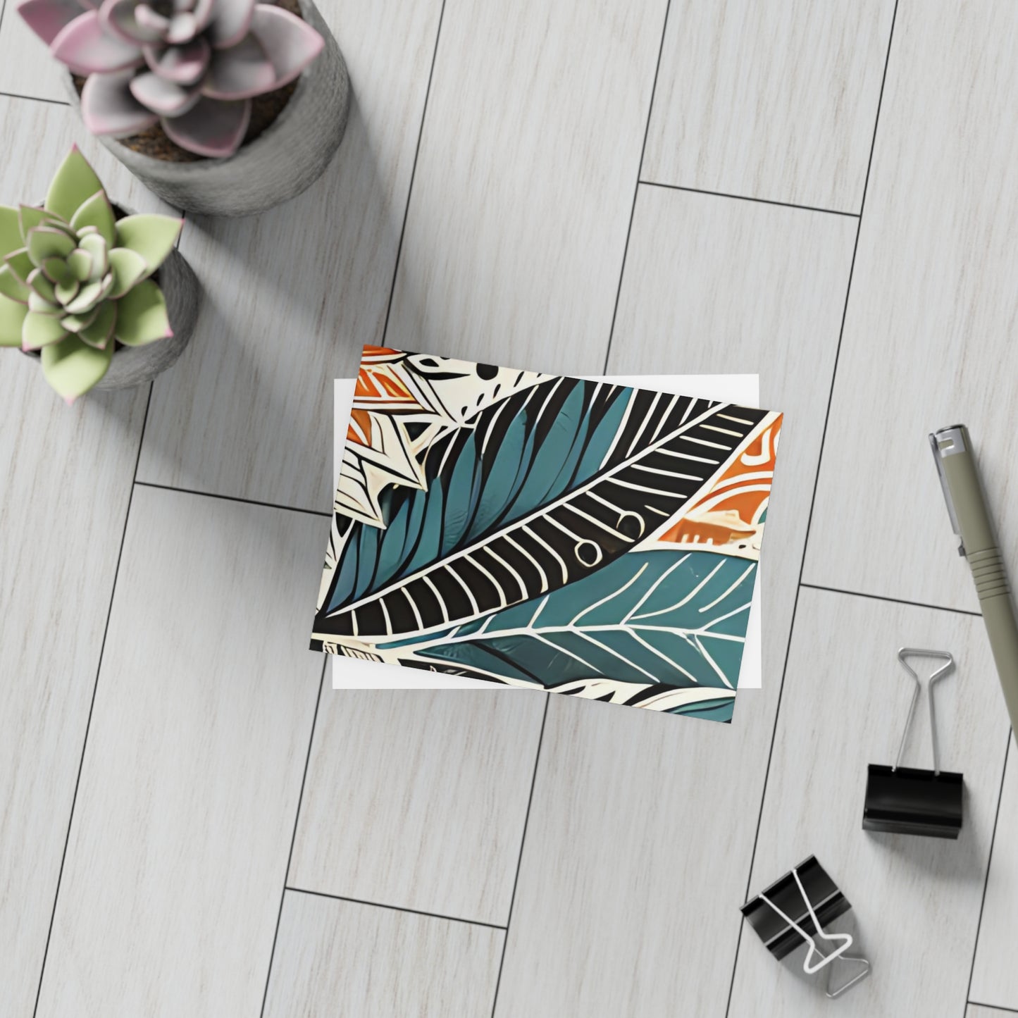 Botanical Leaves Blue Postcards
