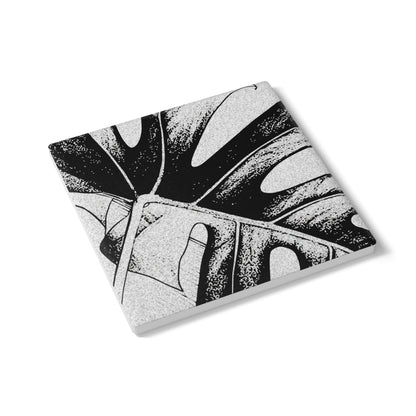 Monstera Leaf Black Ceramic Coaster Botanical Drink Coaster