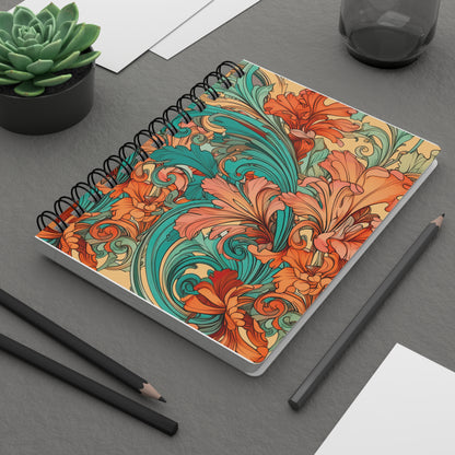 Coral Flourish Journal Color Name A5 Lined Spiral Journal