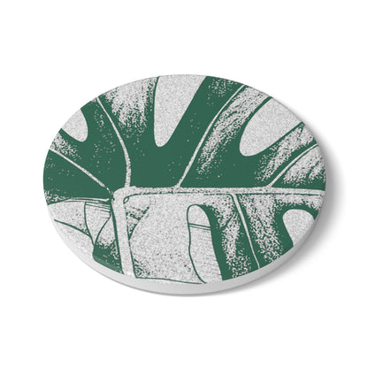 Monstera Leaf Green Ceramic Coaster Botanical Drink Coaster