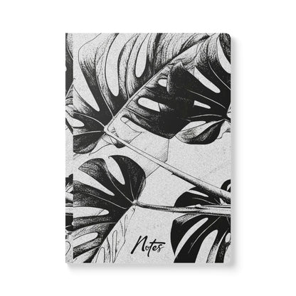 Monstera Leaf Black White A5 Lined Journal