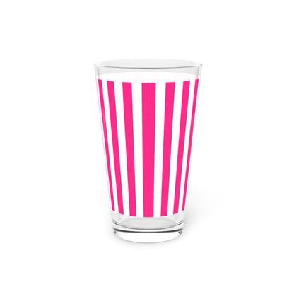 Pink Stripe Pint Glass 16oz Pink Striped Glassware