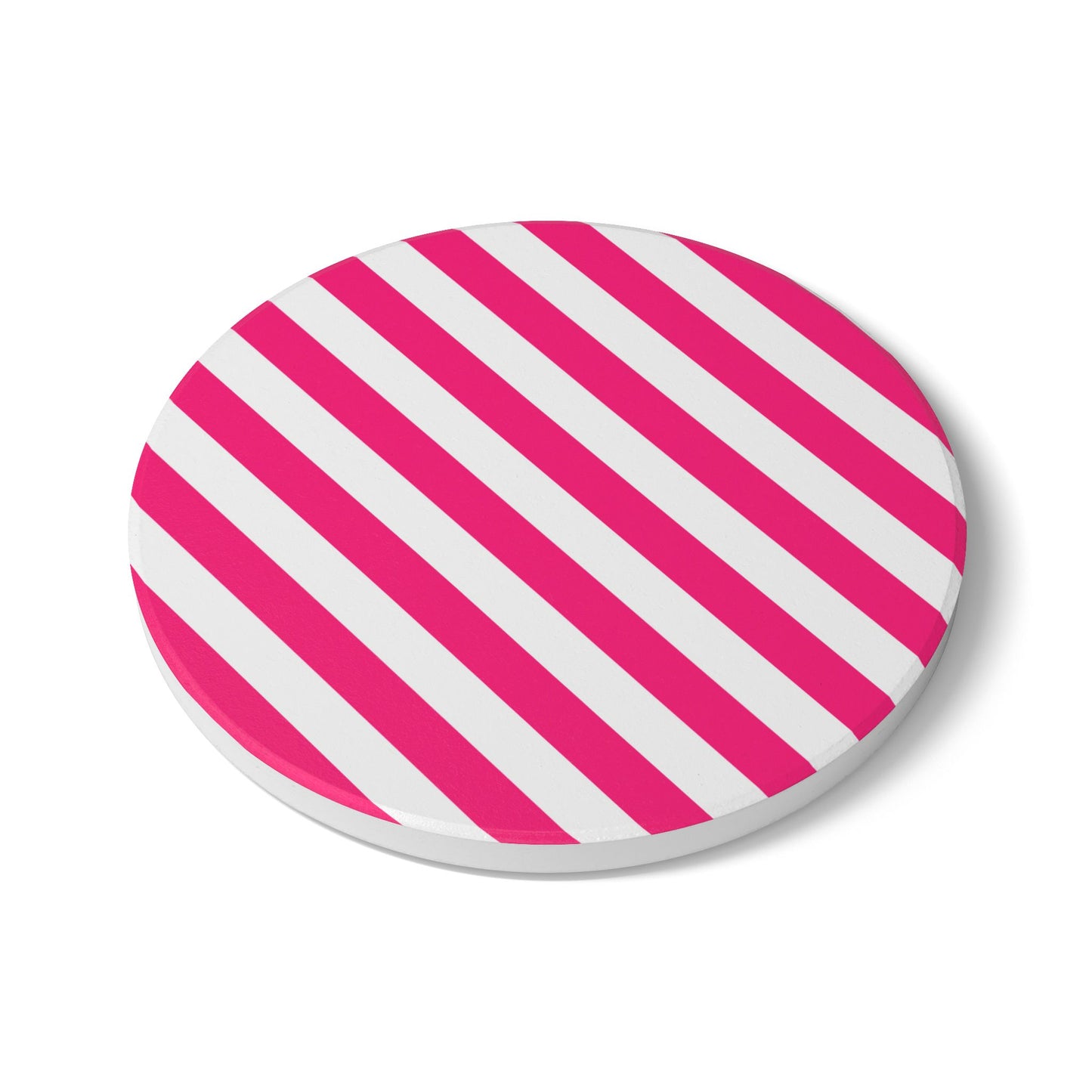 Pink Stripe Ceramic Coaster Square or Round Pink and White Striped Drink Coaster