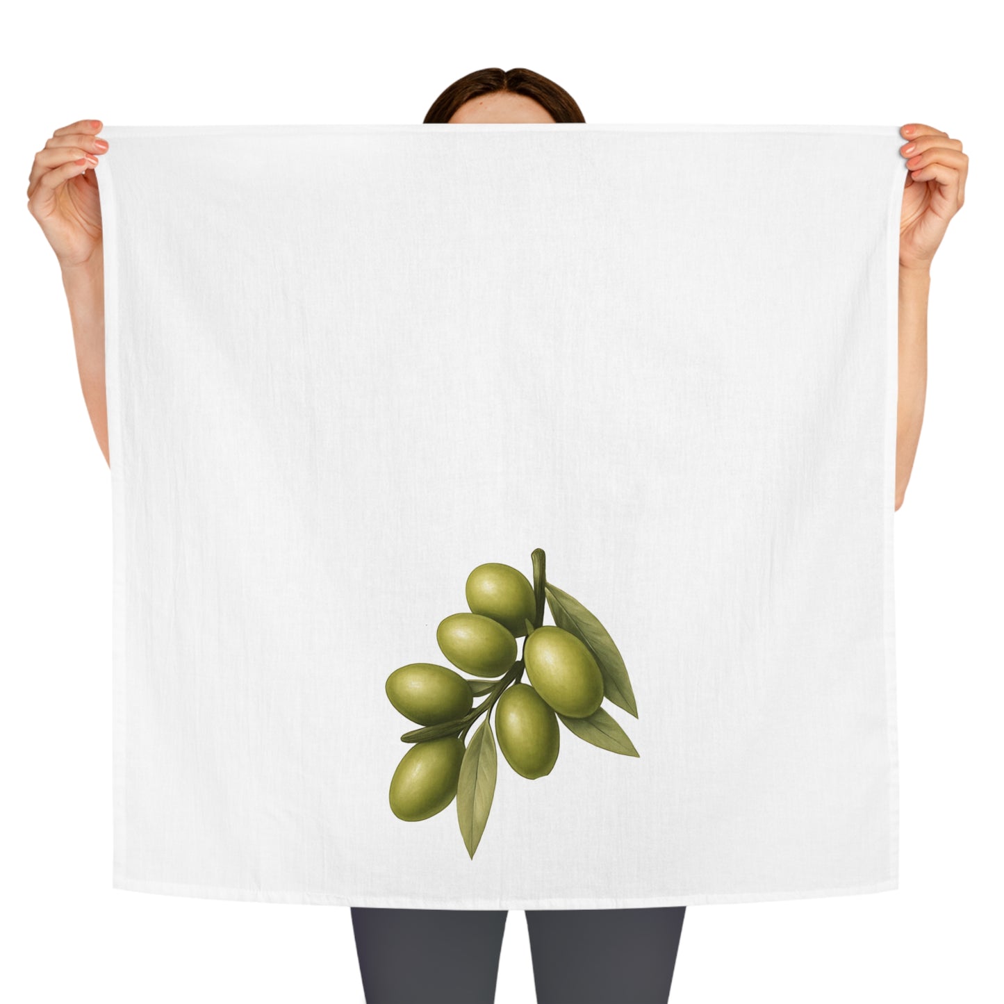 Olive Branch Kitchen Tea Towel Mediterranean Kitchen Decor Minimalist Cotton Dish Towel