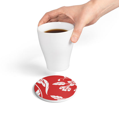 True Red Floral Ceramic Coaster Coordinated Collection