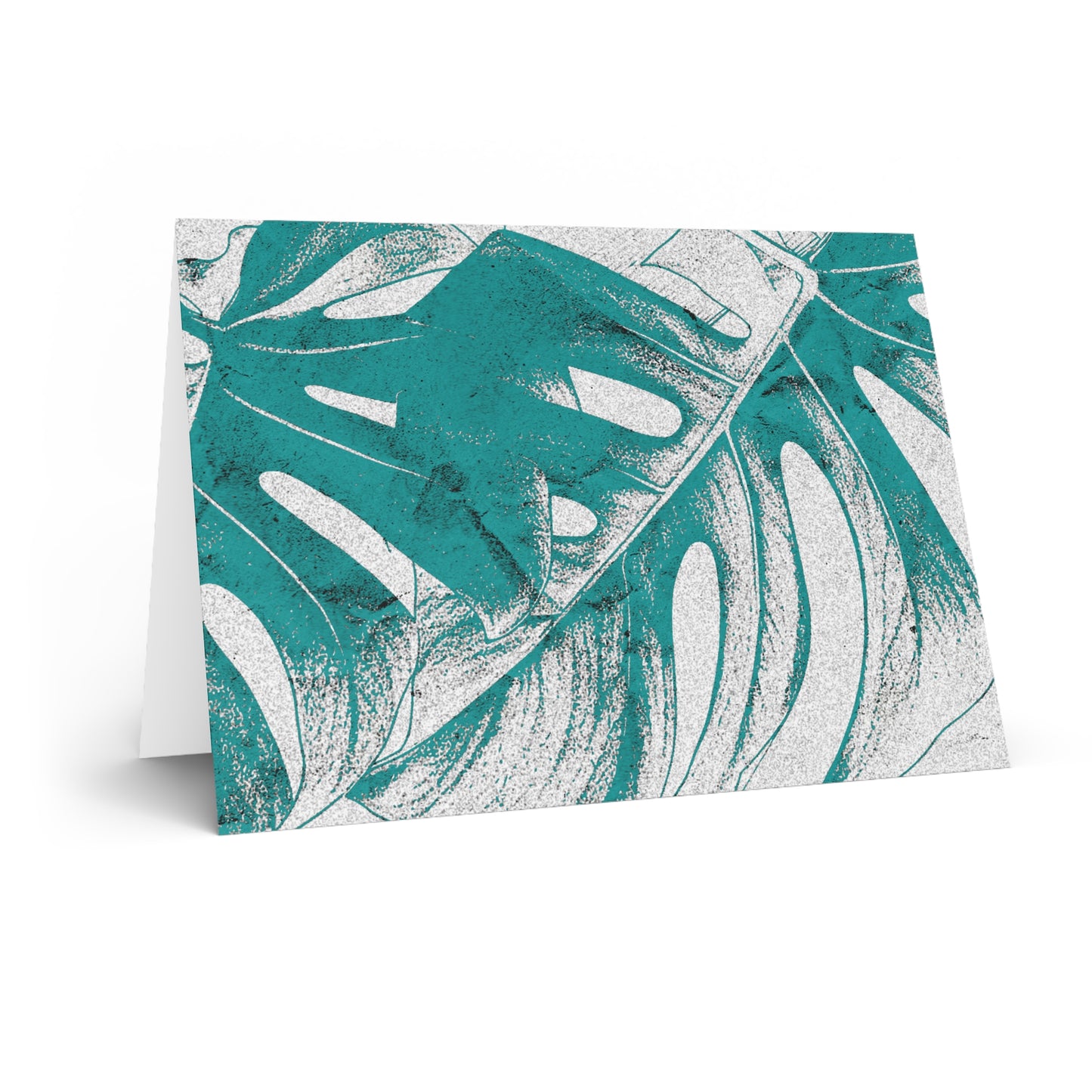 Monstera Leaf Deep Aqua Note Card