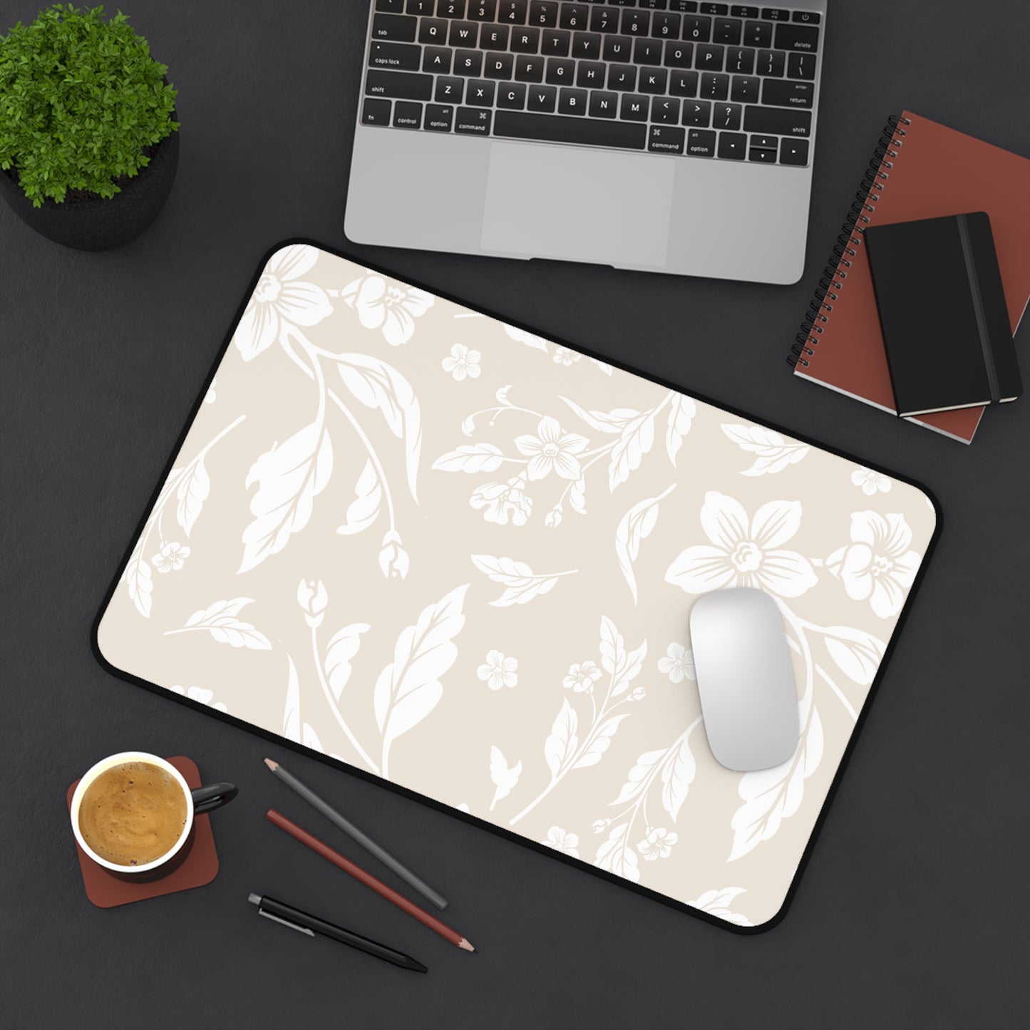 Cream Latte Floral Desk Pad (12x18, 12x22 or 16x32)