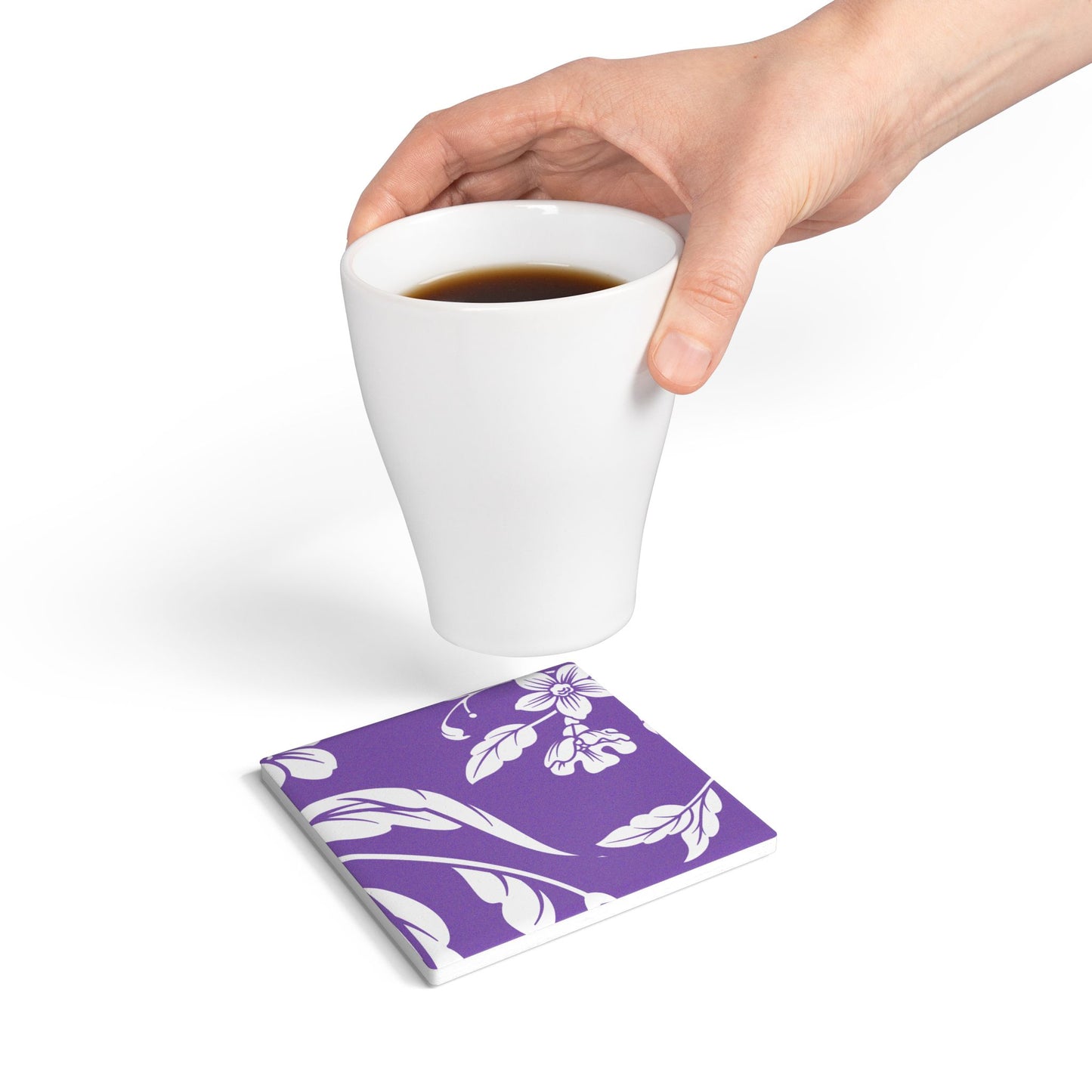 Purple Floral Ceramic Coaster Coordinated Collection