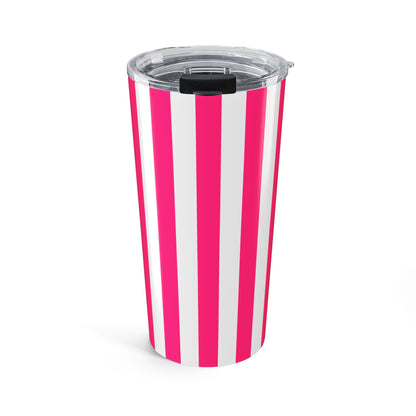 Pink Stripe 20 oz Tumbler Pink and White Striped Travel Mug Modern Drinkware