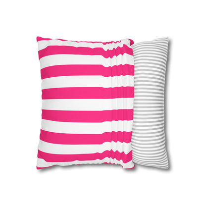 Pink Stripe Square Pillowcase 14 x 14 Pink Pillow Cover