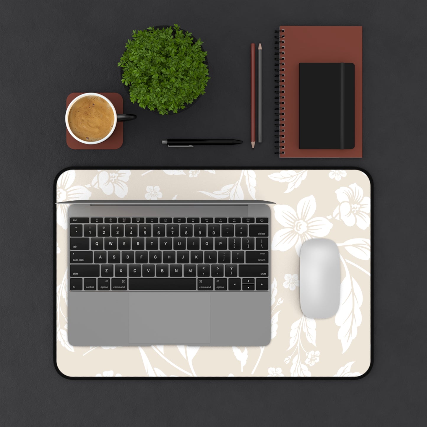 Cream Latte Floral Desk Pad (12x18, 12x22 or 16x32)